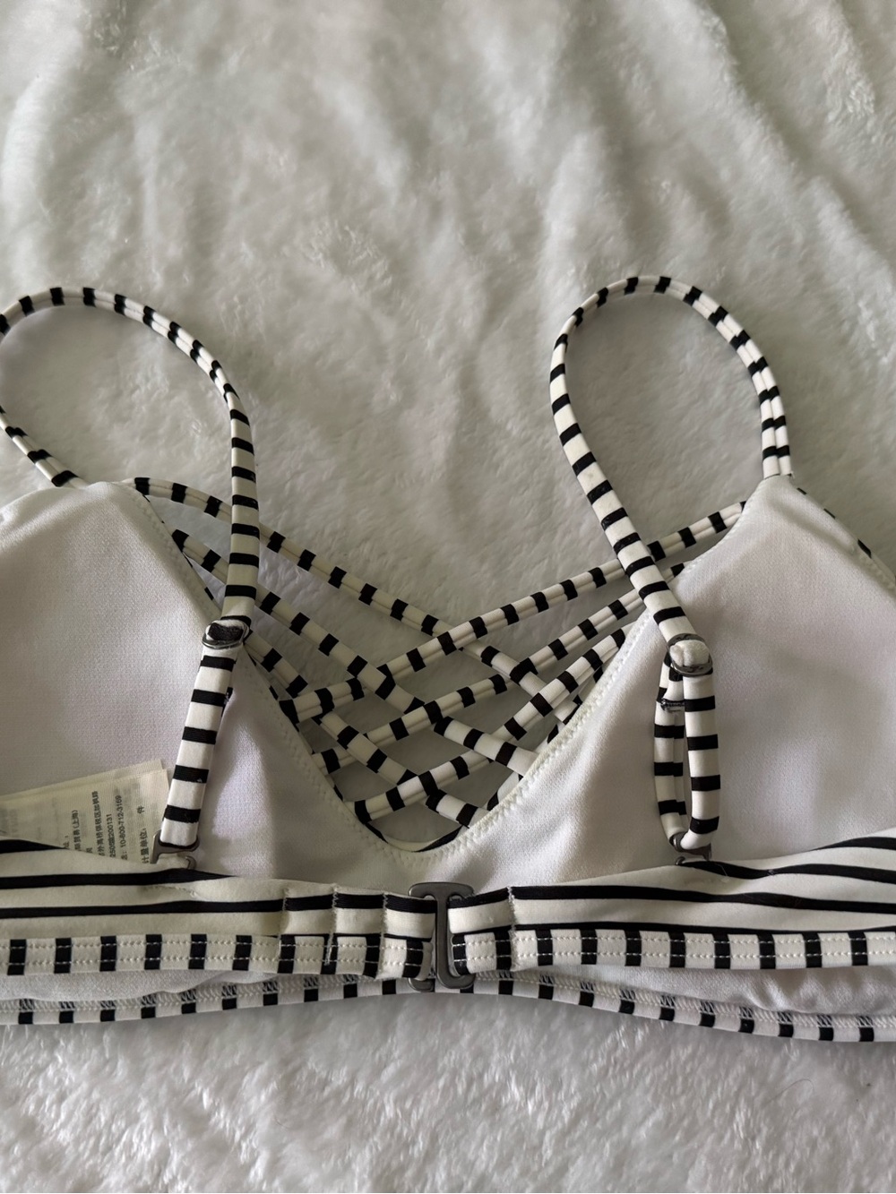HOLLISTER Black White Striped Cage Bikini Top S - Picture 3 of 6